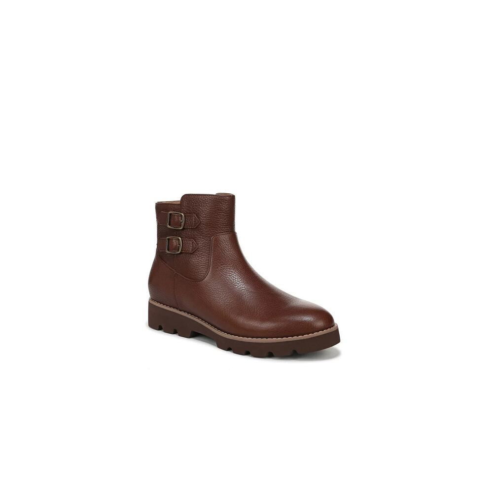 Men's Vionic Carissa Ankle Boots Booties Zip Coffee Leather Size 8.5